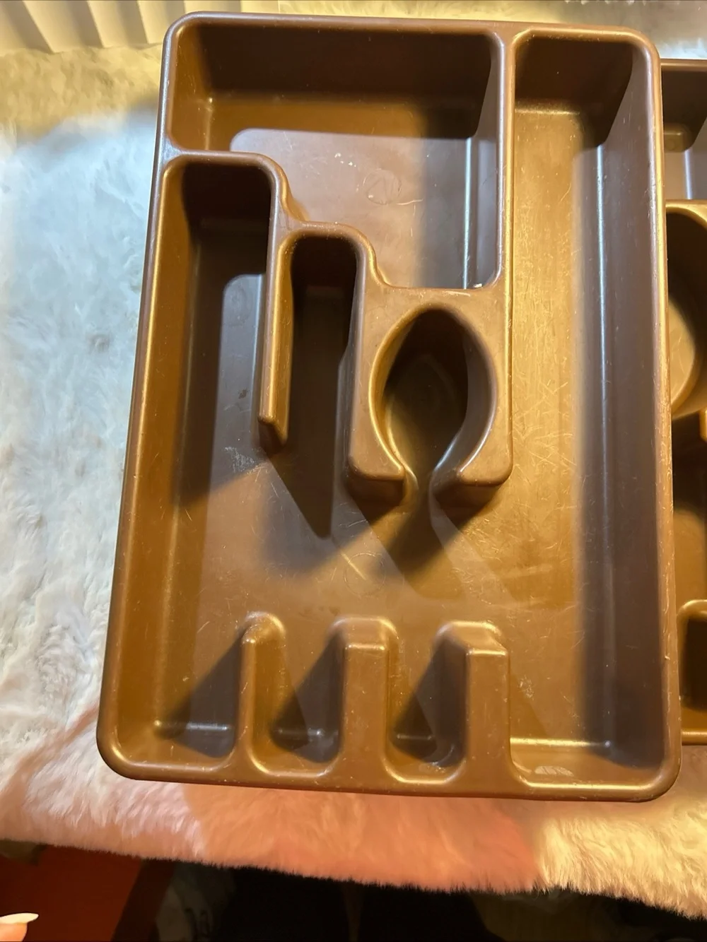 Lot 2 VTG RUBBERMAID #2922 &2921 SILVERWARE DRAWER ORGANIZER UTENSIL TRAY Brown